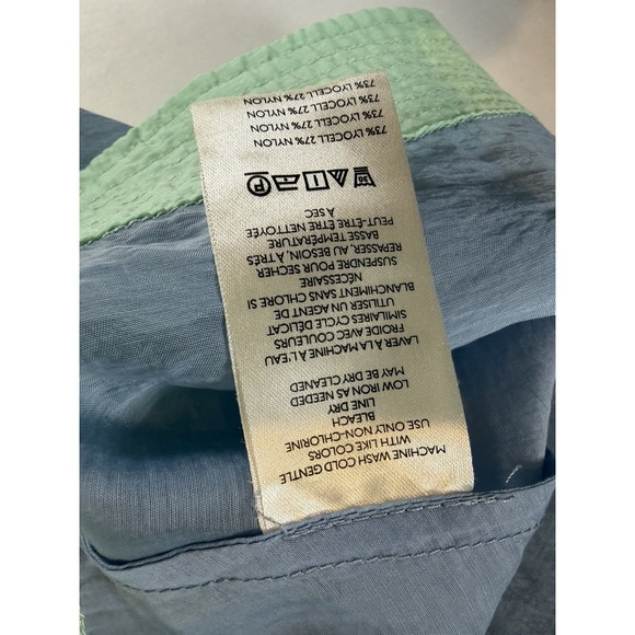 Anthropologie Women's Light Blue & Green Colorblock Babydoll Top Size M - Picture 8 of 9